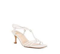 Dune London Ladies MATTI Leather Strappy Square Toe Heel Sandals Size UK 6 Heeled Sandals White