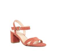 Dune London Ladies MERISA Block-Heeled Sandals Size UK 3 Stiletto Heel Suede Coral