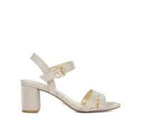 Dune London Ladies MERISA Block-Heeled Sandals Size UK 4 Block Heel Gold