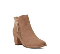 Dune London Ladies Paice Western Ankle Boots Size UK 7 Stacked Heel Suede Taupe