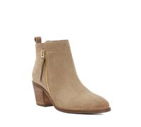 Dune London Ladies PAICING Block Heel Side Zip Boots Size UK 5 Stacked Heel Suede Ankle Boots Taupe