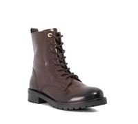 Dune London Ladies PARTENS Leather Lace Up Chunky Biker Boots Size UK 6 Stacked Heel Ankle Boots Brown