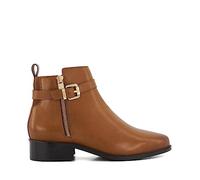 Dune Womens Tan-leather Pepi Buckle-embellished Leather Heeled Ankle Boots Eur 40 / 7 Uk Women