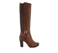 Dune London Ladies SAREENA Buckle Block-Heel Knee-High Boots Size UK 4 Block Heel Knee High Boots Tan