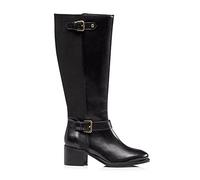 Dune London Ladies TILDAS Buckle Strap Detail High Leg Boots Size UK 6 Block Heel Knee High Boots Black