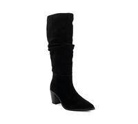 Dune London Ladies TROUBLES Suede Knee High Western Boots Size UK 4 Block Heel Suede Calf Boots