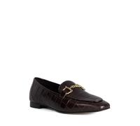 Dune London Ladies Wide Fit Grained Hardware-Detail Loafers Size UK 7 Brown