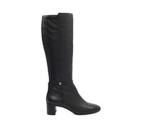 Dune London Leather Block Heel Knee High Boots Black