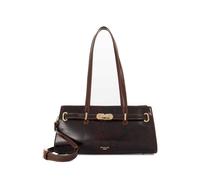 Dune London Leather Buckle Strap Shoulder Bag Dark Brown