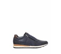 Dune London Leather Lace Up Side Zip Trainers Navy