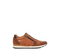 Dune London Leather Lace Up Side Zip Trainers Tan