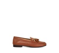 Dune London Leather Tassel Slip On Flat Loafers Tan