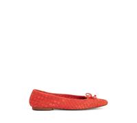 Dune London Leather Woven Flat Ballet Pumps Orange