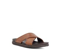 Dune London Mens ITOS Cut Out Detail Sliders Size UK 8 Flat Heel Casual Sandals Brown