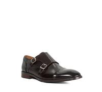 Dune London Mens SATCHIN 2 Brown Leather Double Buckle Monk Shoes