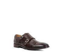 Dune London Mens SATCHIN 2 Brown Leather Double Buckle Monk Shoes Size UK 12 Flat Heel