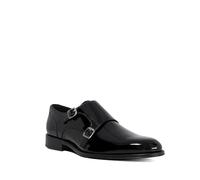 Dune London Mens SONO Patent Double Strap Monk Shoes Size UK 9 Flat Heel Oxford Shoes Black