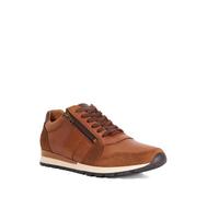 Dune London Mens THAME Wide Fit Zip Up Leather Trainers Size UK 9 Tan
