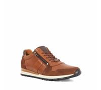 Dune London Mens THAME Zip Up Leather Trainers Size UK 12 Flat Heel Tan
