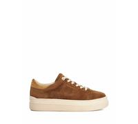 Dune London Suede Lace Up Flatform Trainers Dark Brown