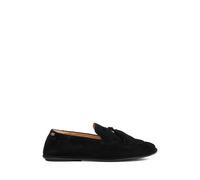 Dune London Suede Tassle Flat Round Toe Loafers Black