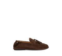 Dune London Suede Tassle Flat Round Toe Loafers Dark Brown