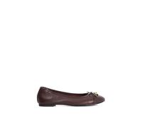 Dune London Wide Fit 'hallo' Leather Ballet Pumps In Burgundy Burgundy 3