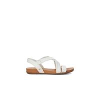 Dune Wide Fit Landies Leather Comfort Strap Sandals, White