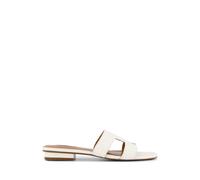 Dune London Wide Fit Leather Flat Sliders White