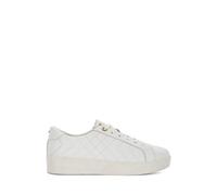 Dune London Wide Fit Leather Lace Up Quilted Trainers White