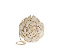Dune Womens Gold Metal Bling Diamante-flower Clutch 1 Size