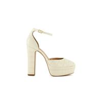 Dune London Women's 'Contest' Leather Heeled Sandals in Ecru | Size: 6 Dune London Ecru 6