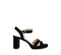 Dune London Women's Leather Ankle Strap Platform Sandals - 6 - Black, Gold,Black,Camel