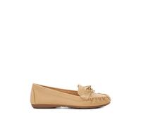 Dune London Women's Leather Bow Flat Slip On Pumps - 5 - Camel, Camel