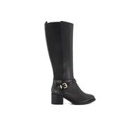 Dune Womens Black-leather Tildy Strap-embellished Leather Knee-high Heeled Boots Eur 36 / 3 Uk Women