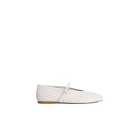 Dune Womens Dune Wide Fit Headliner Leather Ballet Flats Ecru Leather Eur 41 / 8 UK Women