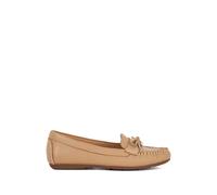 Dune London Women's Wide Fit Leather Bow Detail Flat Loafers - 3 - Camel, Black,Camel