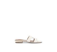 Dune London Women's Wide Fit 'Loupe' Leather Sliders in White | Size: 3