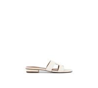Dune London Women's Wide Fit 'Loupe' Leather Sliders in White | Size: 4 Dune London White 4