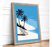 Dune Retreat Coastal Framed Wall Art Print A3 (42×29.7cm) Oak, Wall Decor for Living Room, Bedroom, Office & Home, Ready to Hang, Art Gift