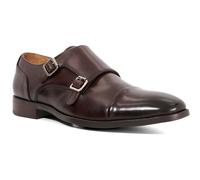 Dune London Mens SATCHIN 2 Brown Leather Double Buckle Monk Shoes Size UK 9 Flat Heel