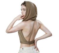 Dune Style Women's Crop Tank Top - Halter, Boho Open Back, Cross Wrap Swim Cover Up, 100% Cotton, Washed Raw-Edge