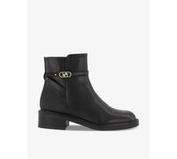 Dune Womens Black-black Leather Praising Branded-buckle Ankle Boots Eur 37 / 4 Uk Women