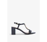 Dune Womens Black-leather Just Embellished Leather Heeled Sandals Eur 36 / 3 Uk Women
