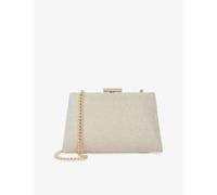 Dune Womens Dune Bellaria Angled Frame Woven Clutch Gold Metallic Fabric 1 Size