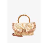 Dune Womens Dune Blooms Flower Woven Top-Handle Bag Orange Raffia 1 Size