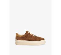 Dune London Ladies Eden Flatform Lace-Up Trainers Size UK 7 Suede Dark Tan