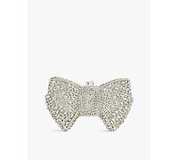 Dune Womens Dune Enchant Bow Diamante-Embellished Clutch Bag Silver Diamantes 1 Size
