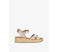 Dune Womens Dune Littleton Cross-Strap Leather Raffia Flatform Sandals Gold Leather Eur 37 / 4 UK Women