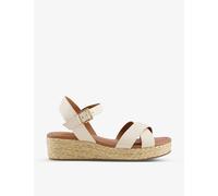 Dune Womens Ecru-leather Linnie Flatform Jute-trim Leather Sandals Eur 40 / 7 Uk Women